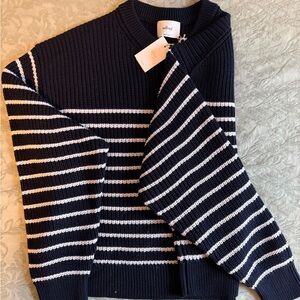 Aritzia Wilfred Women's Sweater in Navy and White Stripes